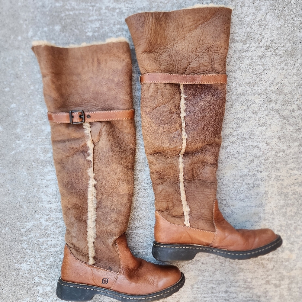 Brown‎ Oakdale Tall Leather Over The Knee Searling Boho Boots, Sz 8 - Picture 2 of 8